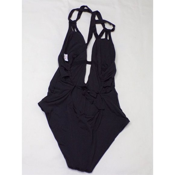 BECCA Color Code Skylar Plunge One-Piece Swimsuit Medium (8-10) Black NEW - Picture 7 of 7